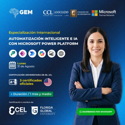 ESPECIALIZACIÓN INTERNACIONAL EN AUTOMATIZACIÓN INTELIGENTE E IA CON MICROSOFT POWER PLATFORM