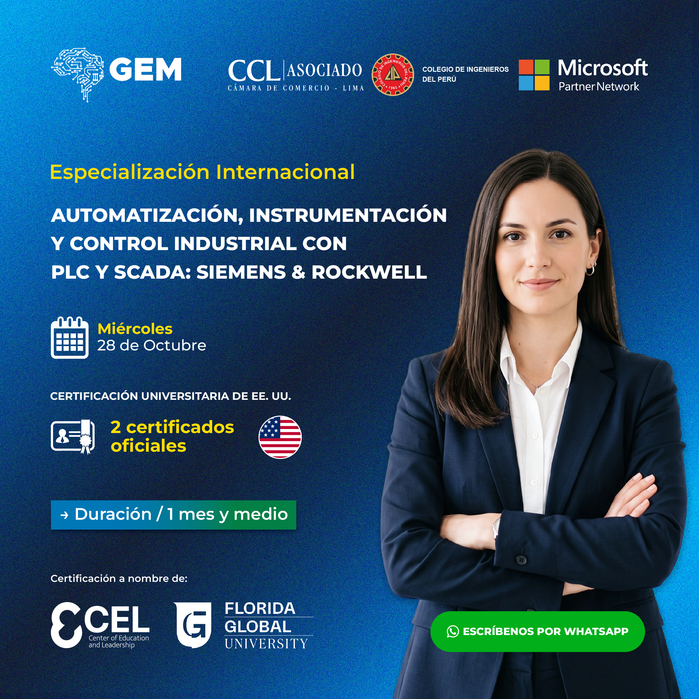 ESPECIALIZACIÓN INTERNACIONAL EN AUTOMATIZACIÓN, INSTRUMENTACIÓN Y CONTROL INDUSTRIAL CON PLC Y SCADA: SIEMENS & ROCKWELL