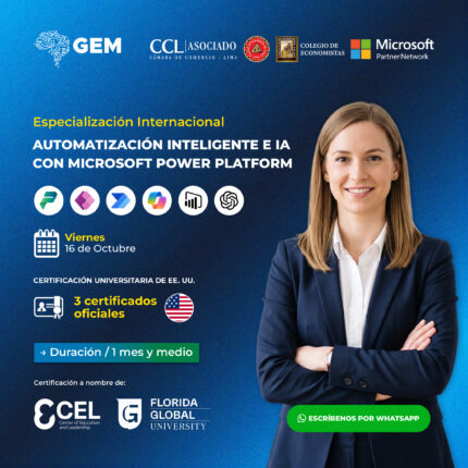 ESPECIALIZACIÓN INTERNACIONAL EN AUTOMATIZACIÓN INTELIGENTE E IA CON MICROSOFT POWER PLATFORM